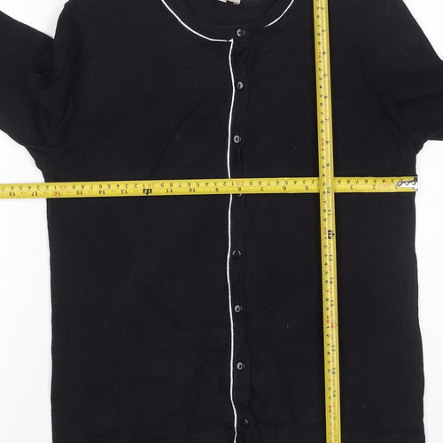 LOFT Women’s Black White Trim Cotton Button Cardigan Size S