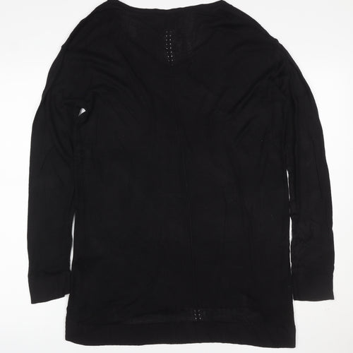 H&M Women Black M V-Neck Long Sleeve Rhinestone Knit Tunic Jumper
