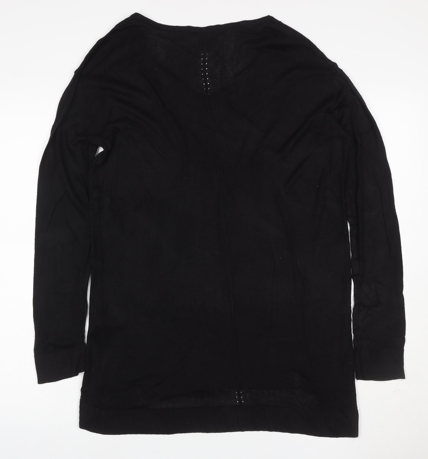 H&M Women Black M V-Neck Long Sleeve Rhinestone Knit Tunic Jumper