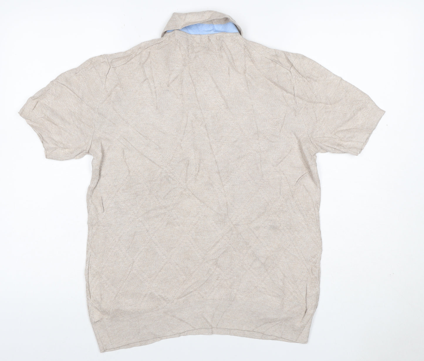 Ted Baker Men's Beige Size S Textured Knit Short Sleeve Polo Shirt