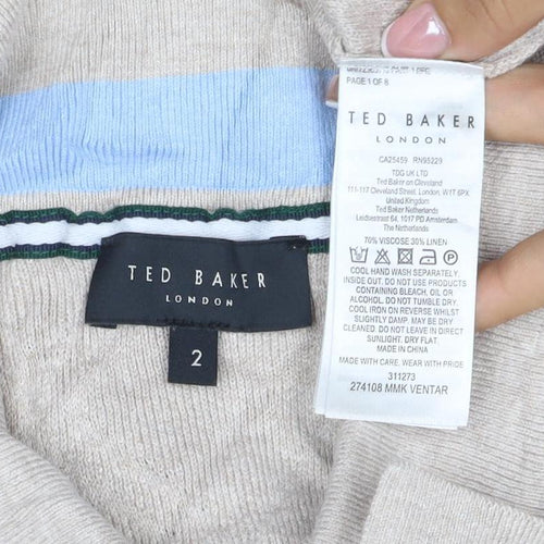 Ted Baker Men's Beige Size S Textured Knit Short Sleeve Polo Shirt