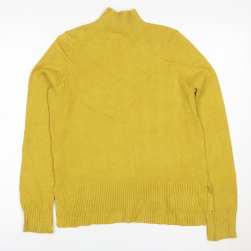 Oasis Women Yellow XS High Neck Button Knit Jumper Long Sleeve