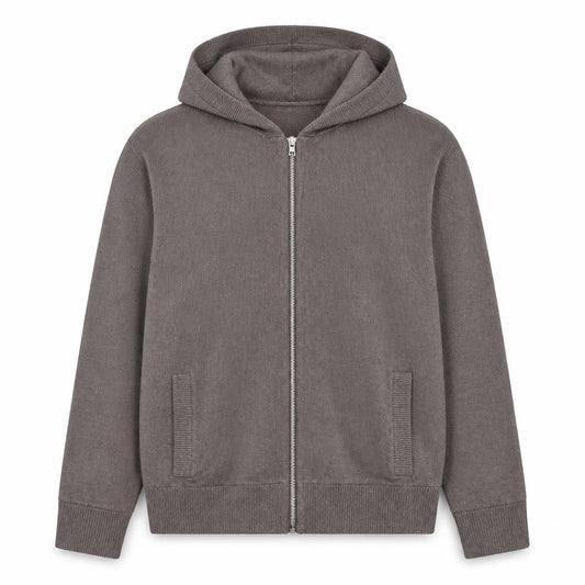 Marks and Spencer Men's Grey M Full Zip Hooded Knit Cotton Blend Hoodie