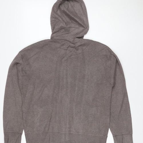 Marks and Spencer Men's Grey M Full Zip Hooded Knit Cotton Blend Hoodie