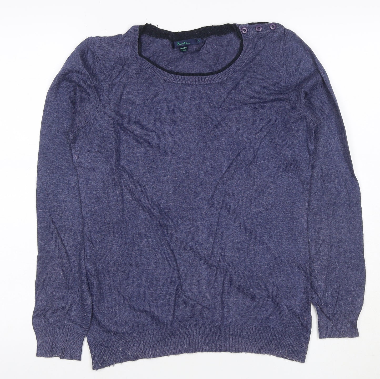 Boden Women’s Blue Cashmere Angora Blend Crew Neck Jumper UK 4