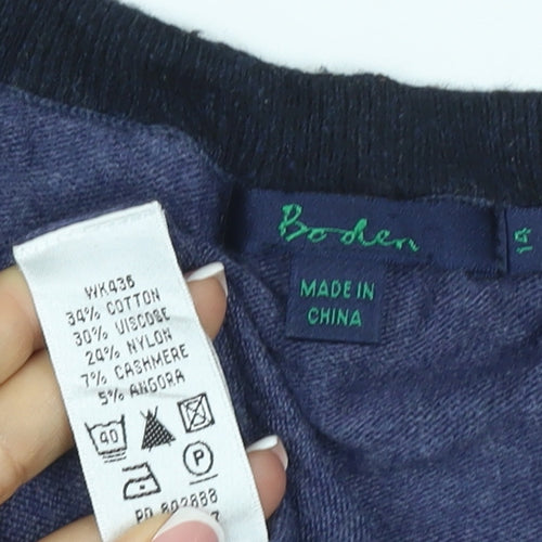 Boden Women’s Blue Cashmere Angora Blend Crew Neck Jumper UK 4