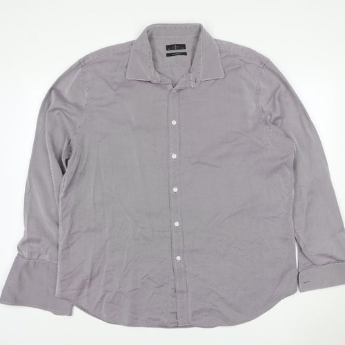 Jasper Conran Men Purple Striped 18.5 Slim Fit Cotton Shirt