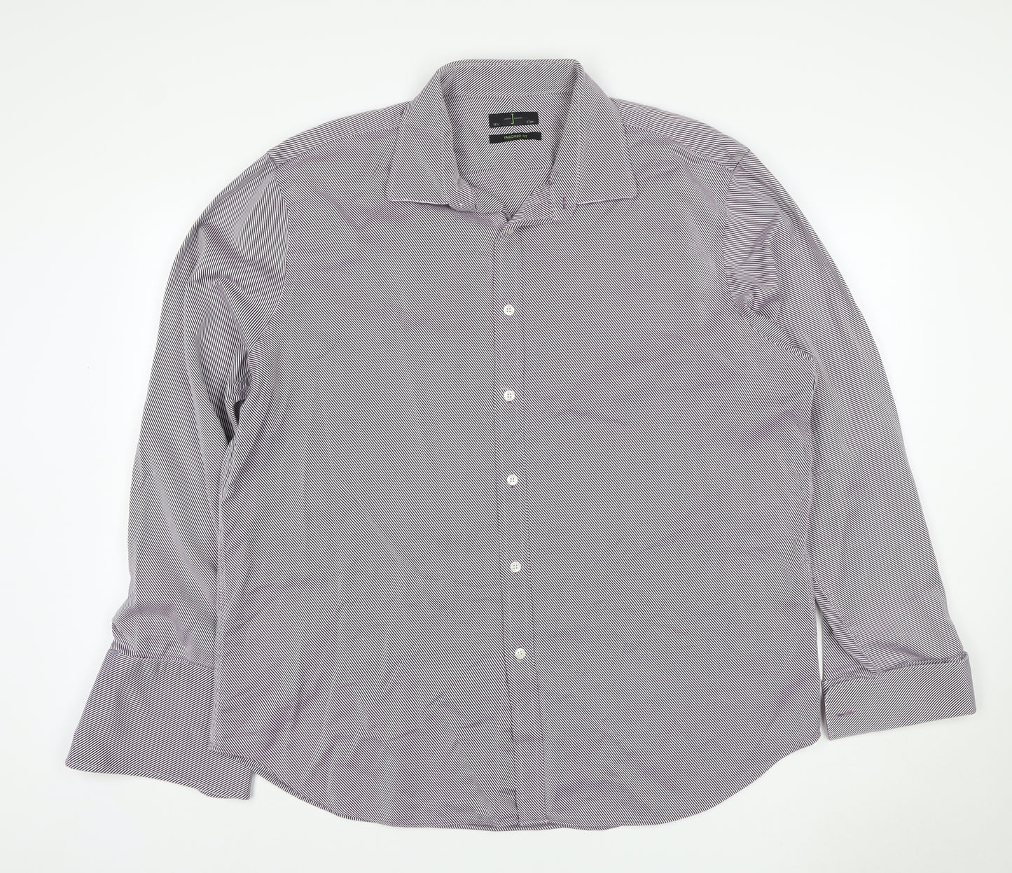 Jasper Conran Men Purple Striped 18.5 Slim Fit Cotton Shirt