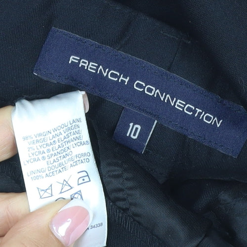 French Connection Women’s Black UK 10 Wool Tailored Straight Trousers