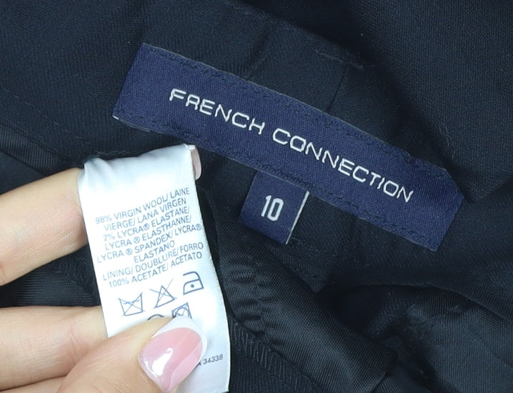 French Connection Women’s Black UK 10 Wool Tailored Straight Trousers