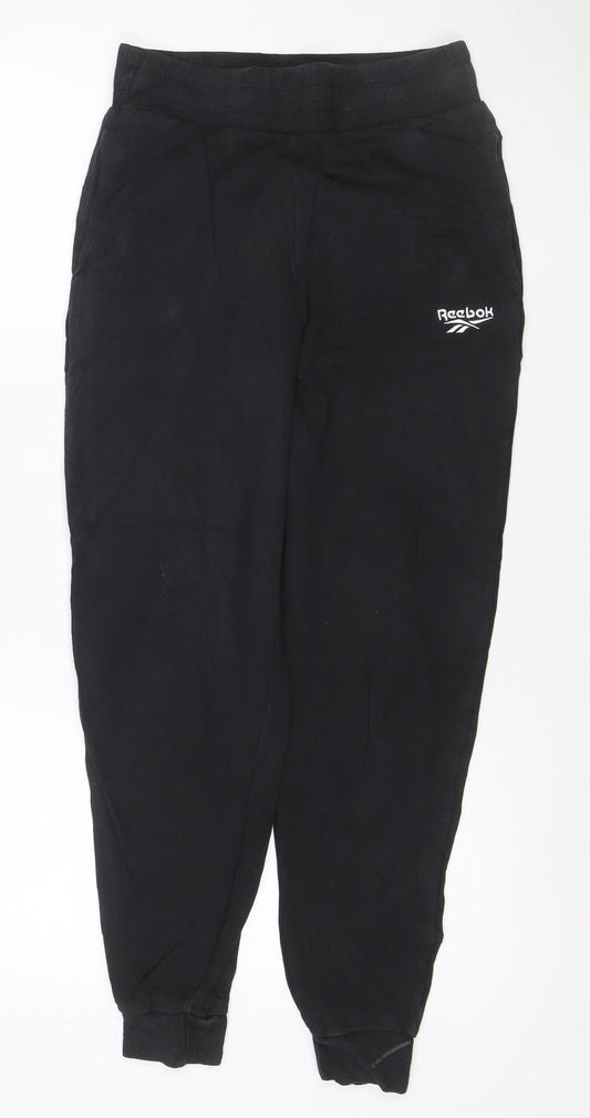 Reebok Men’s Black S Cotton Fleece Jogger Sweatpants Logo