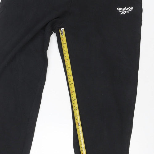 Reebok Men’s Black S Cotton Fleece Jogger Sweatpants Logo