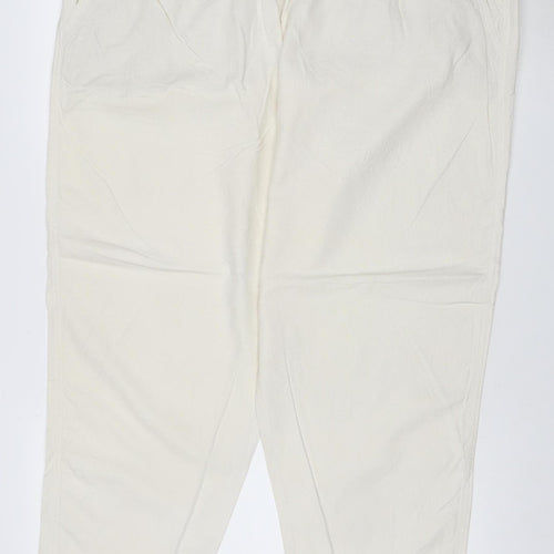 Marks & Spencer Women Ivory Size 22 Regular Cotton Drawstring Joggers