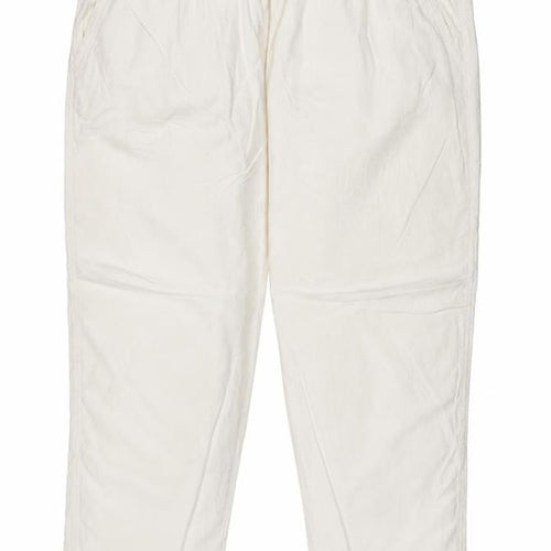 Marks & Spencer Women Ivory Size 22 Regular Cotton Drawstring Joggers