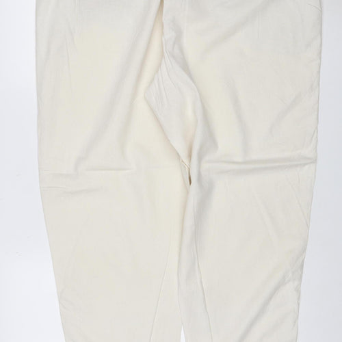 Marks & Spencer Women Ivory Size 22 Regular Cotton Drawstring Joggers