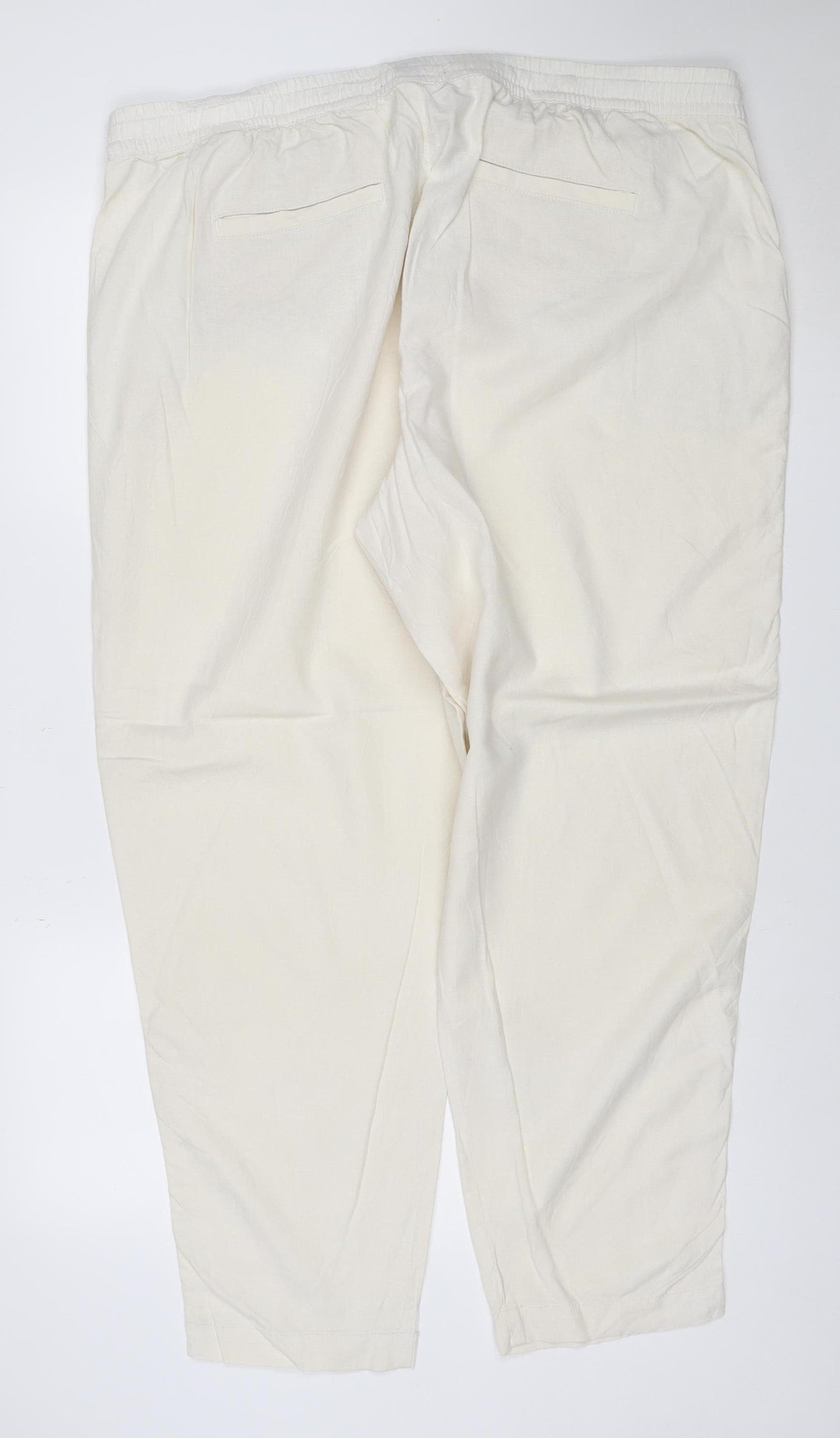 Marks & Spencer Women Ivory Size 22 Regular Cotton Drawstring Joggers