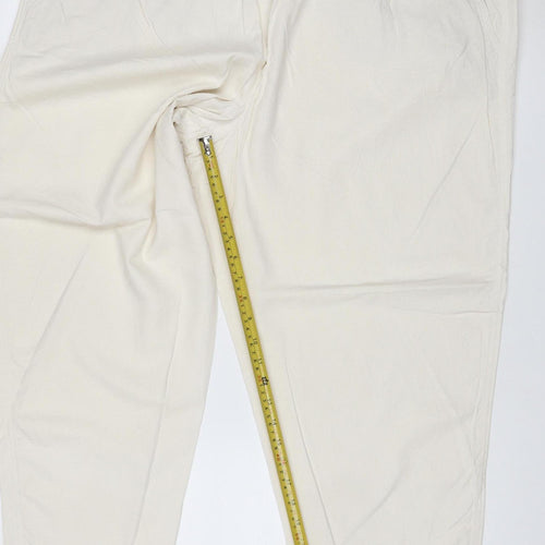 Marks & Spencer Women Ivory Size 22 Regular Cotton Drawstring Joggers