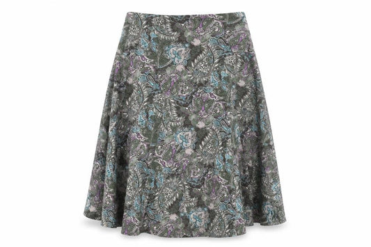 M&S Women Green Paisley Midi Flare Skirt UK 14 Stretch