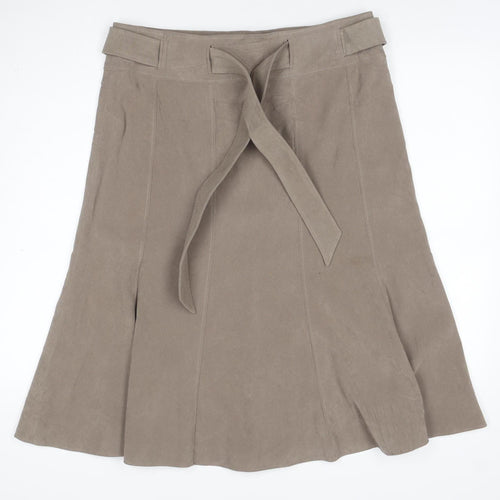 Classics Women Brown UK 14 Long Flared Belted Skirt