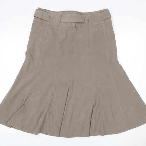 Classics Women Brown UK 14 Long Flared Belted Skirt