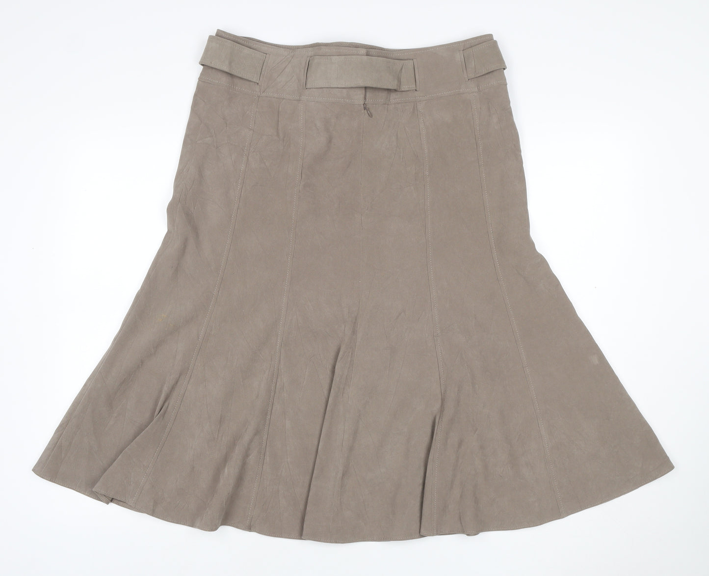 Classics Women Brown UK 14 Long Flared Belted Skirt