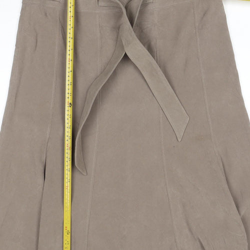 Classics Women Brown UK 14 Long Flared Belted Skirt