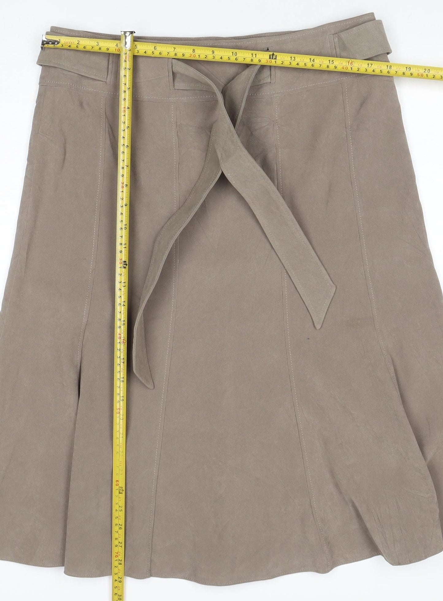 Classics Women Brown UK 14 Long Flared Belted Skirt