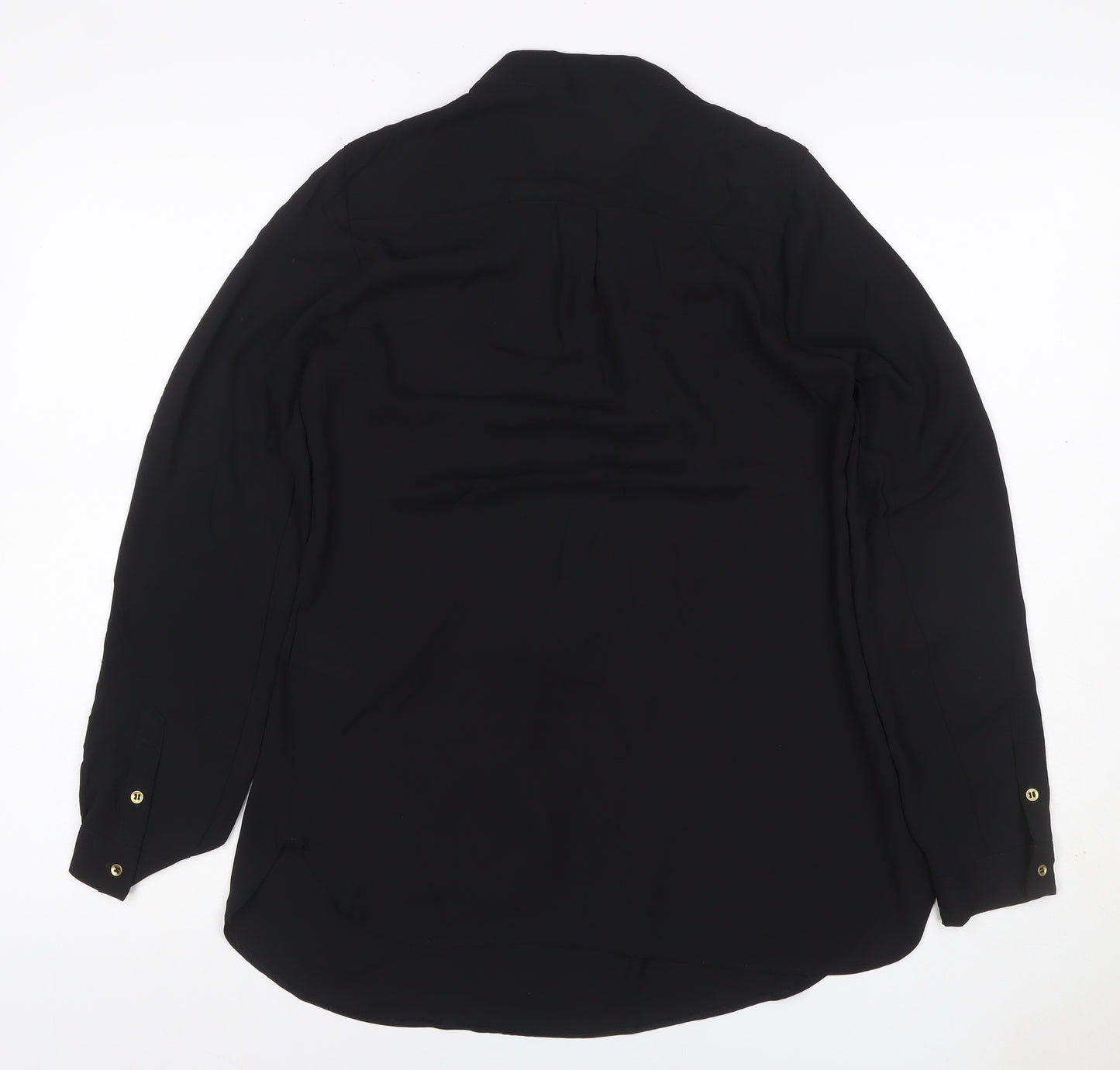 Marks and Spencer Women Black UK 8 High Neck Zip Long Sleeve Blouse