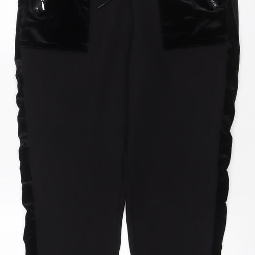 M&S Women’s Black UK 16 Regular Velvet Pocket Jogger Trousers