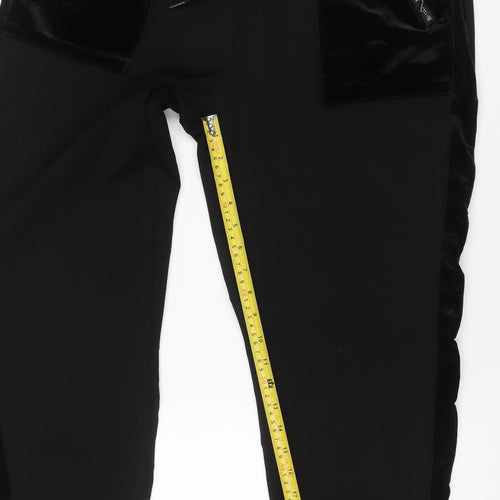 M&S Women’s Black UK 16 Regular Velvet Pocket Jogger Trousers