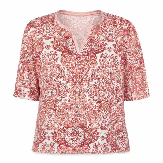 Artescape Women Pink M Paisley Sequin V-Neck Cotton Jersey T-Shirt