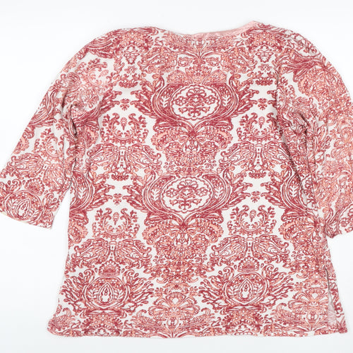 Artescape Women Pink M Paisley Sequin V-Neck Cotton Jersey T-Shirt