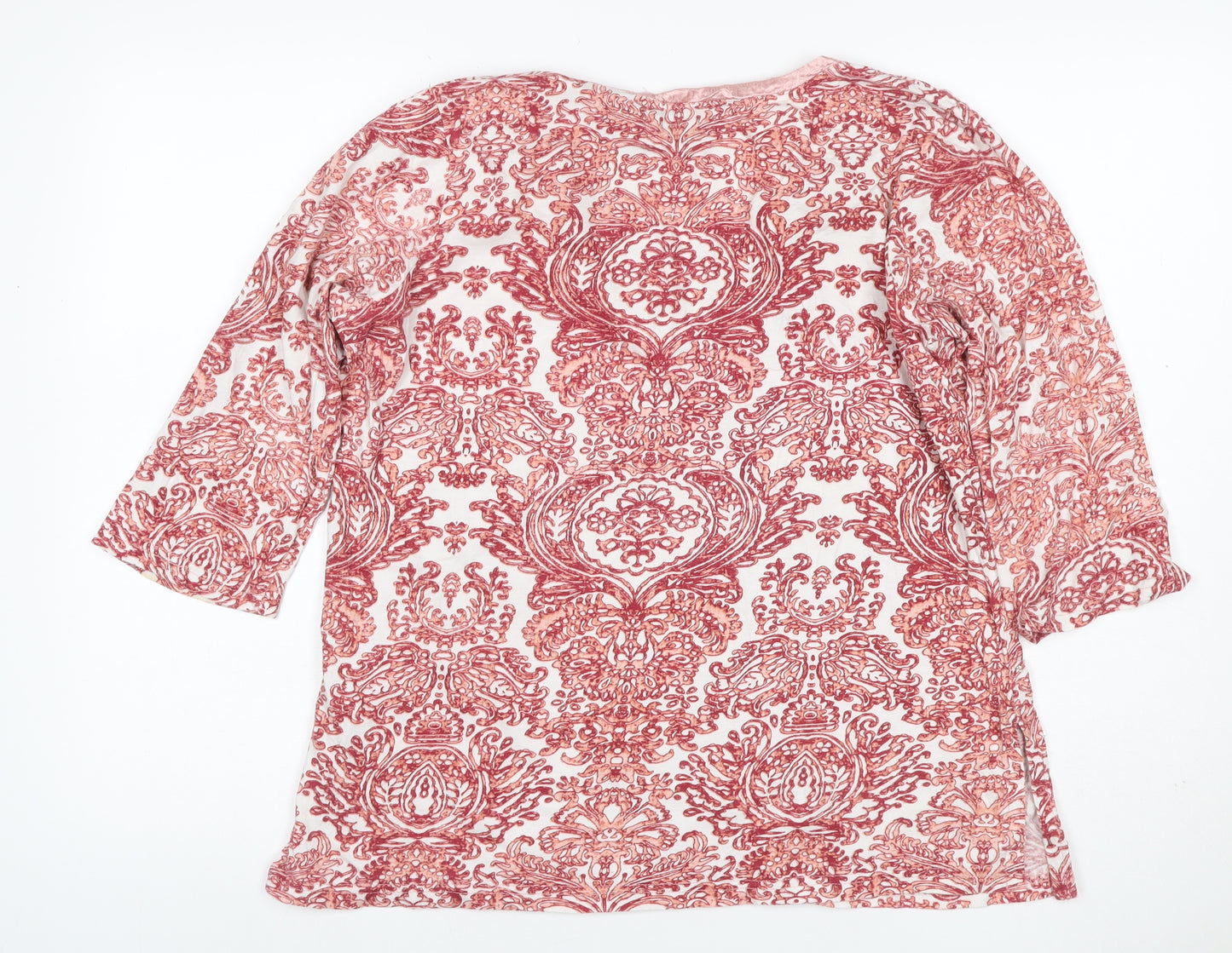Artescape Women Pink M Paisley Sequin V-Neck Cotton Jersey T-Shirt