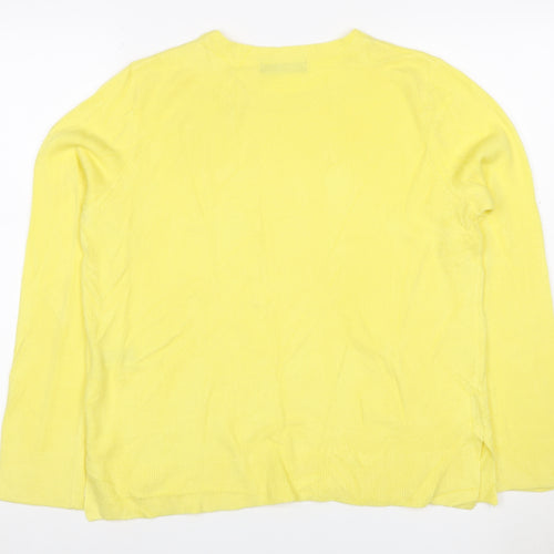 Marks and Spencer Women Yellow Size 16 Crew Neck Knit Pullover Jumper