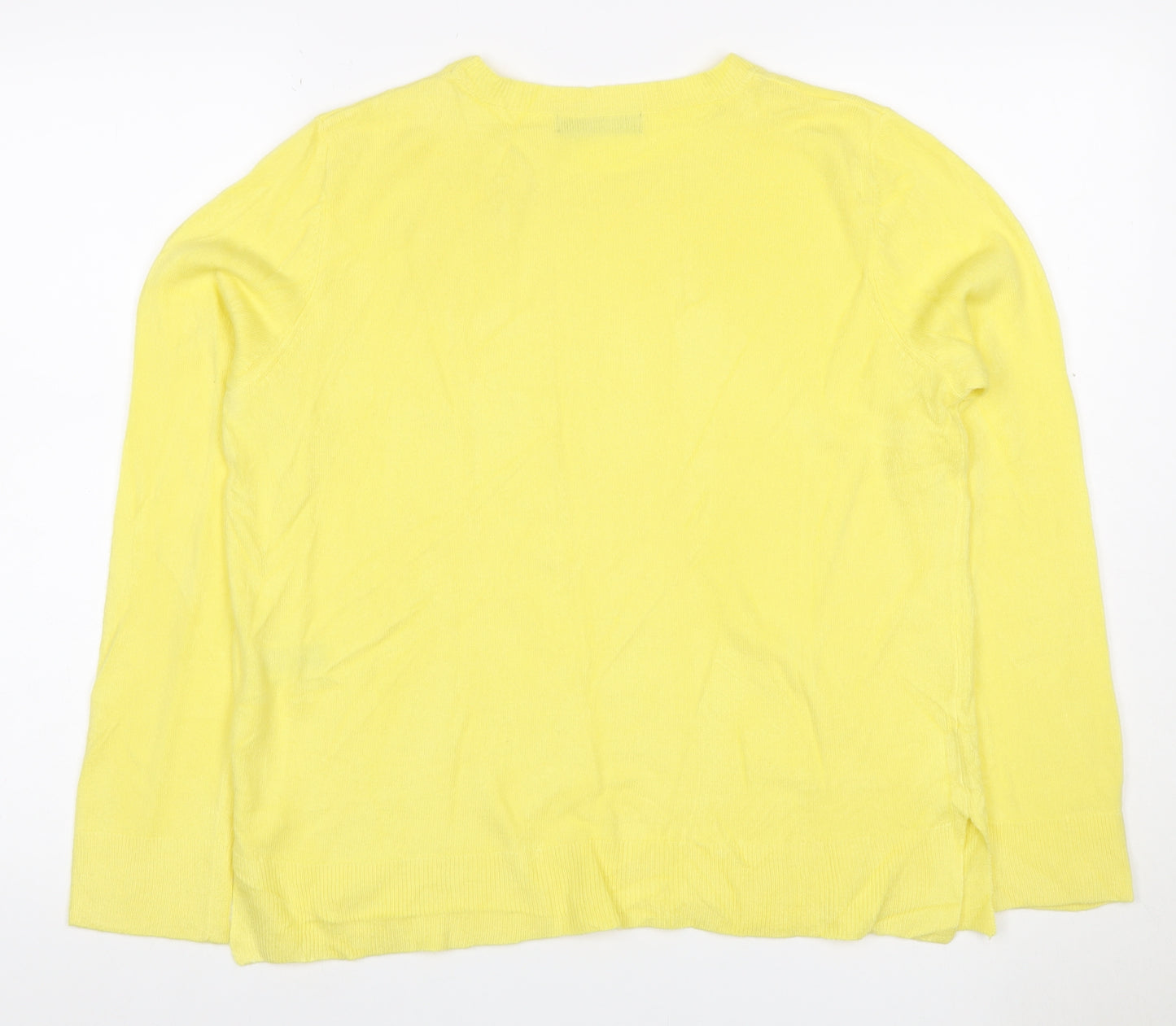 Marks and Spencer Women Yellow Size 16 Crew Neck Knit Pullover Jumper