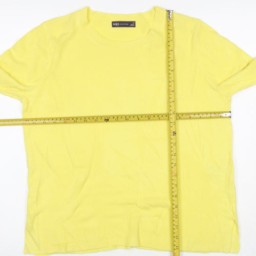 Marks and Spencer Women Yellow Size 16 Crew Neck Knit Pullover Jumper