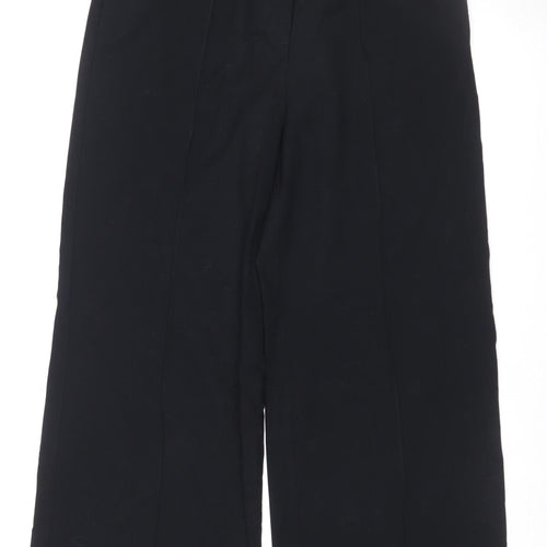 Marks and Spencer Women Black UK 12 Regular Wide-Leg Elastic Waist Trousers