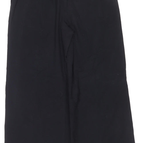 Marks and Spencer Women Black UK 12 Regular Wide-Leg Elastic Waist Trousers
