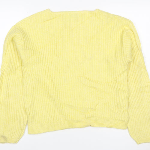 Marks and Spencer Women Yellow S Cable Knit Cashmere Blend Jumper