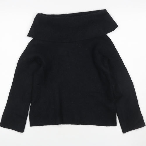 COS Women Black L Wool Alpaca Roll Neck Raglan Knit Jumper