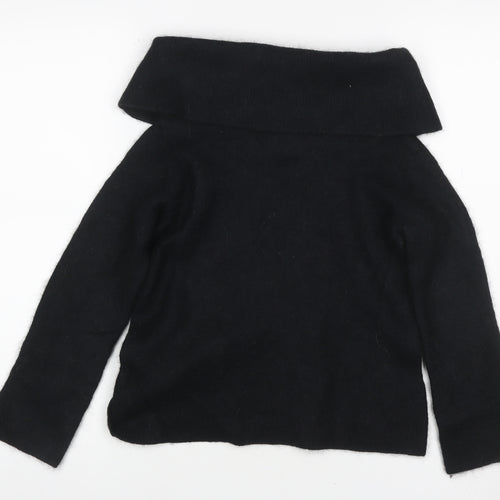 COS Women Black L Wool Alpaca Roll Neck Raglan Knit Jumper