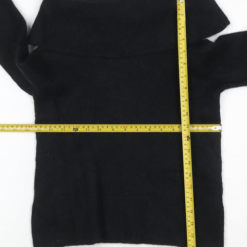 COS Women Black L Wool Alpaca Roll Neck Raglan Knit Jumper