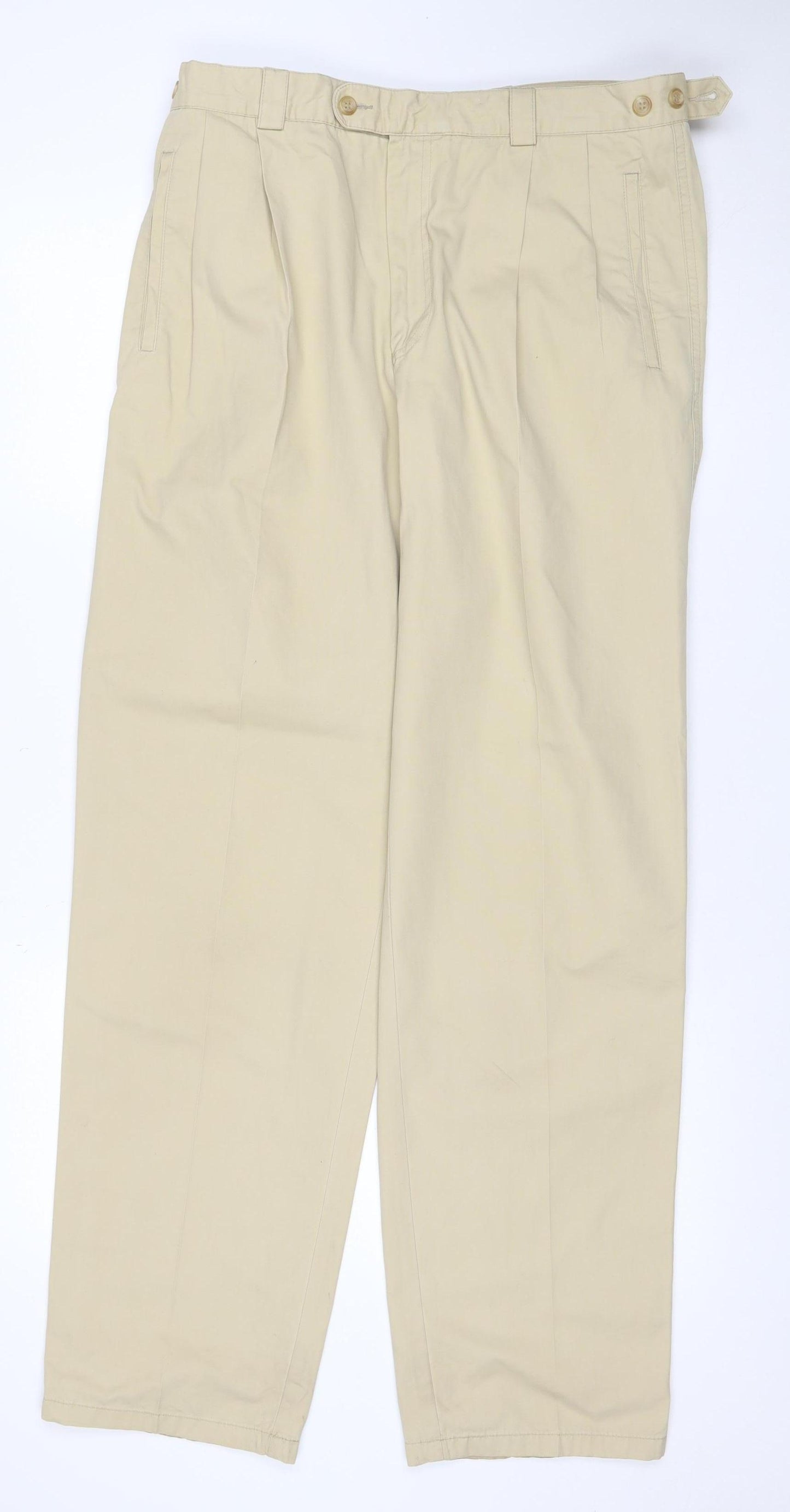 Sport Reed Men’s Beige 34R Cotton Chino Trousers Adjustable Waist