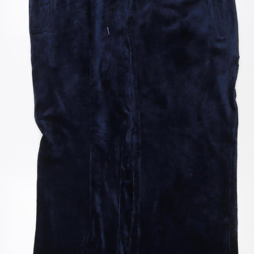 Marks & Spencer Women Blue UK 18 Short Velour Track Pants Drawstring