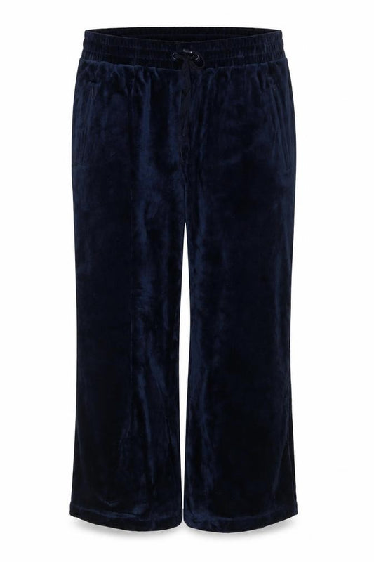 Marks & Spencer Women Blue UK 18 Short Velour Track Pants Drawstring