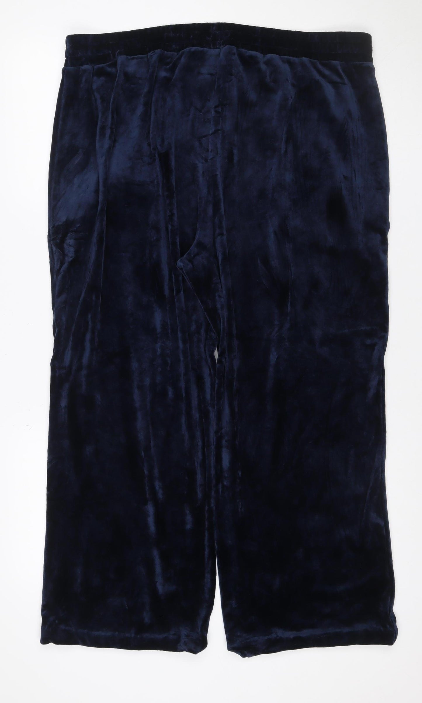 Marks & Spencer Women Blue UK 18 Short Velour Track Pants Drawstring