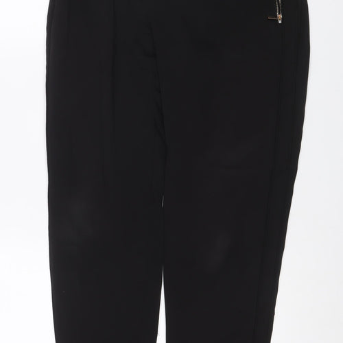 Wallis Women’s Black UK 10 Tapered Jogger Trousers Drawstring Zip Detail