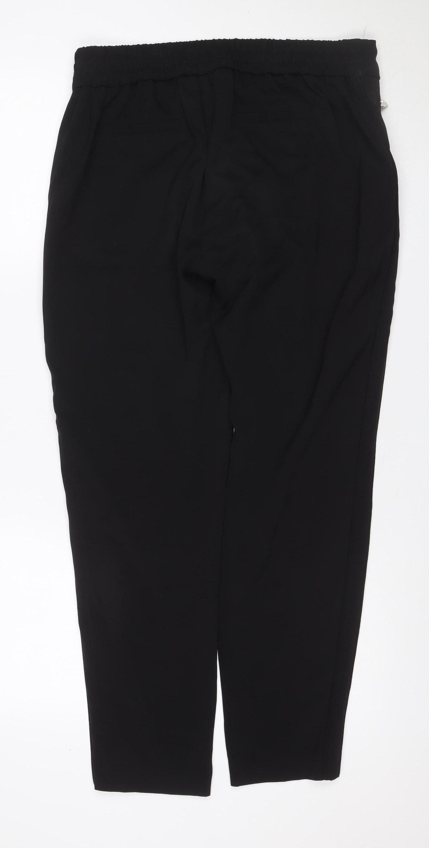 Wallis Women’s Black UK 10 Tapered Jogger Trousers Drawstring Zip Detail