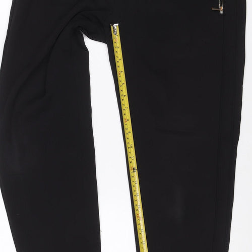 Wallis Women’s Black UK 10 Tapered Jogger Trousers Drawstring Zip Detail
