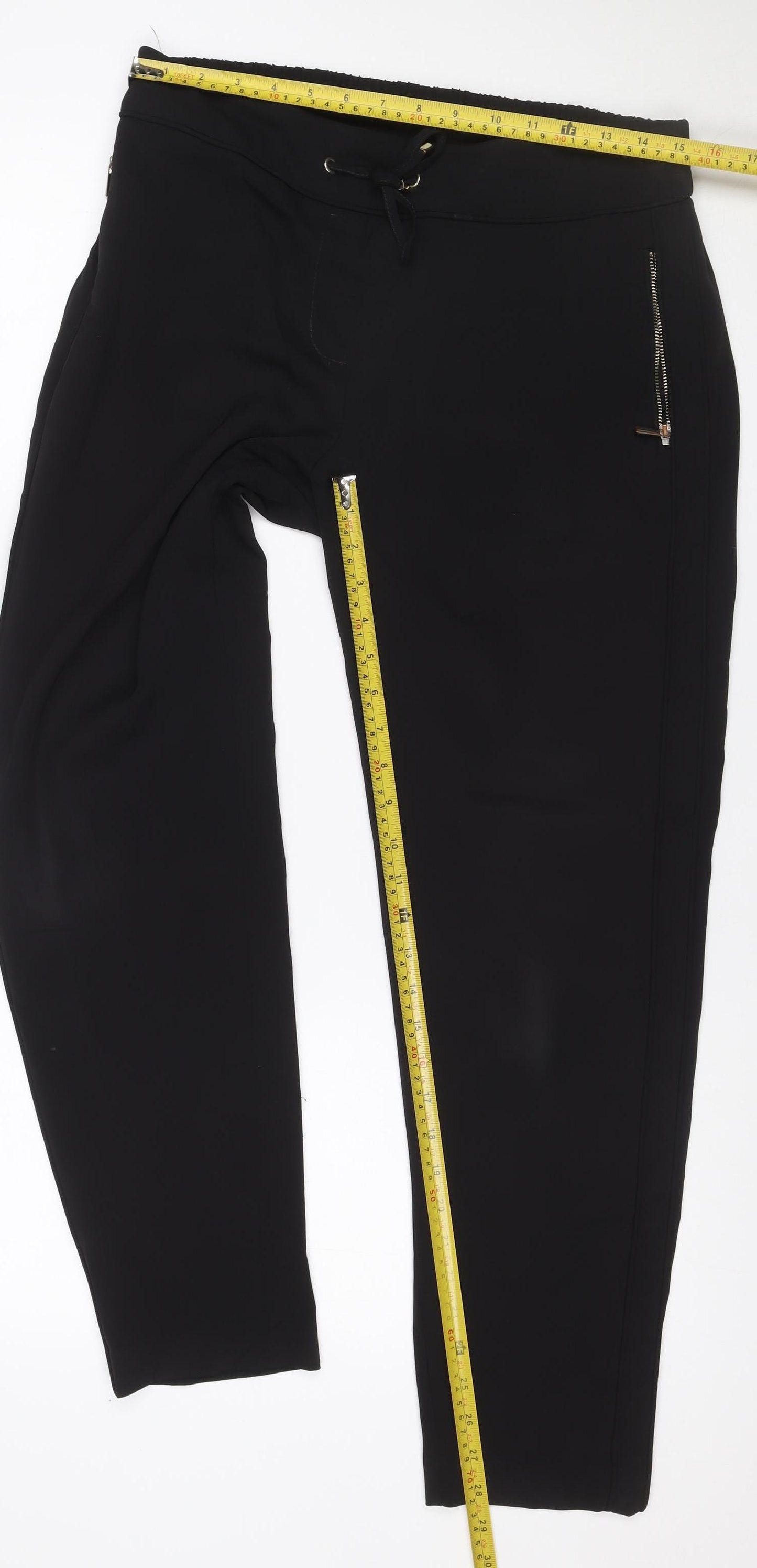 Wallis Women’s Black UK 10 Tapered Jogger Trousers Drawstring Zip Detail